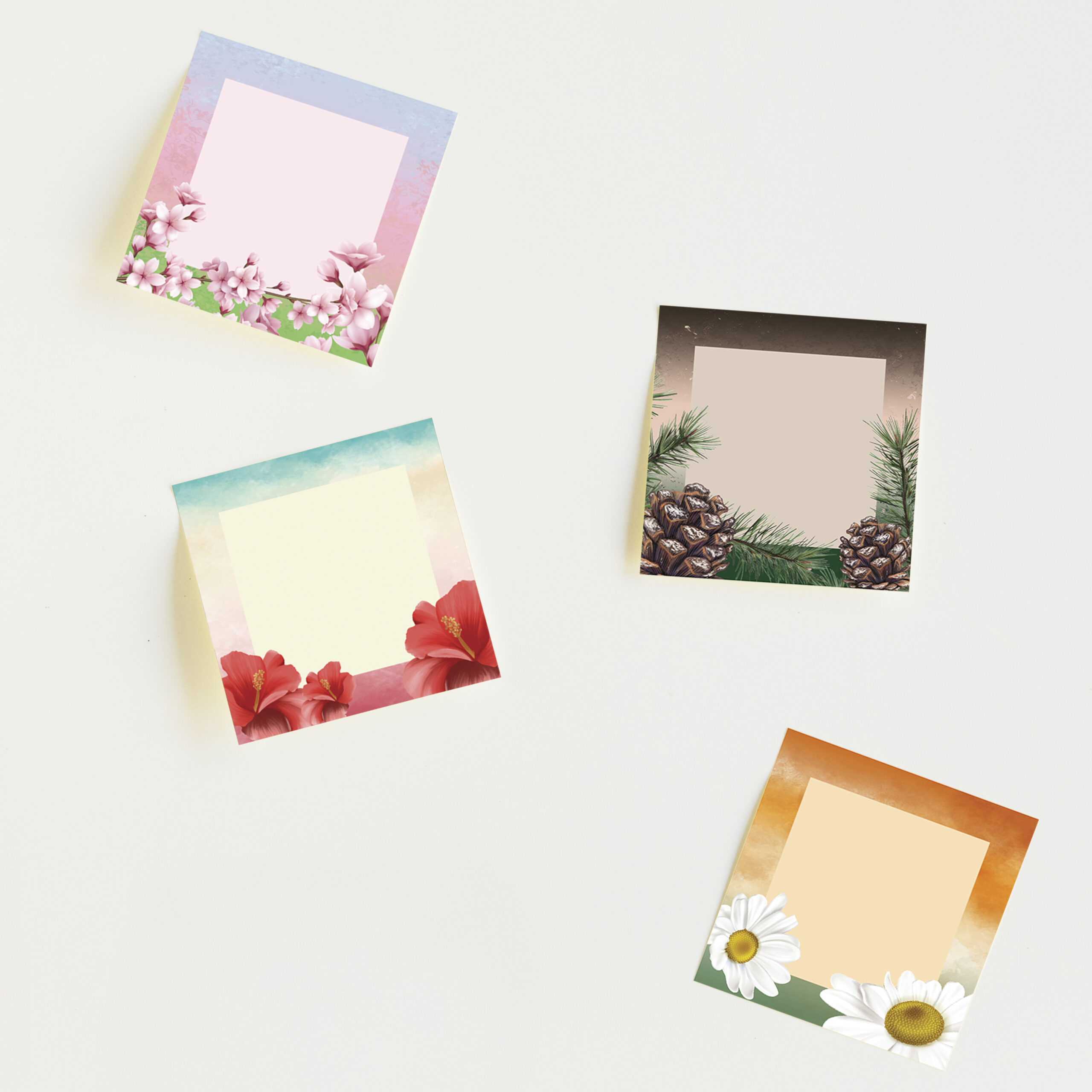 Notes autocollantes illustrées – Collection Saisons – format 3x3