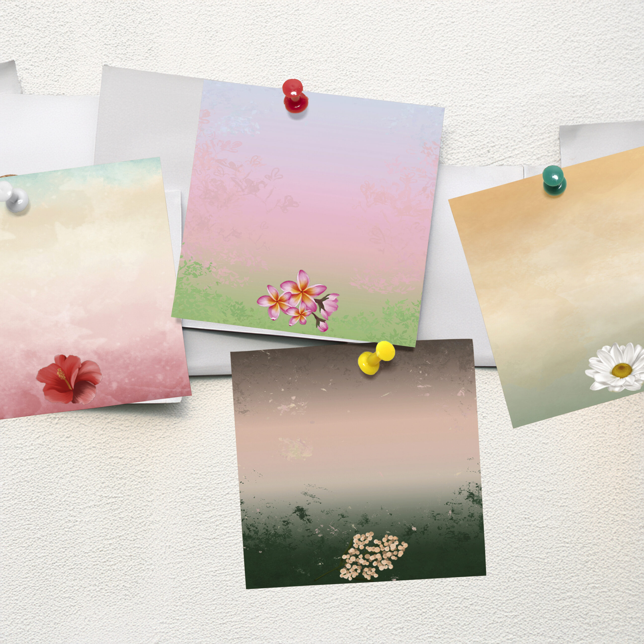 Mini bloc-notes Collection Saisons sur un babillard blanc